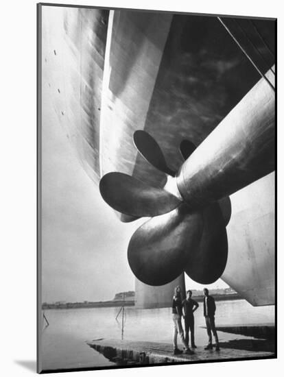 Twin Screw Propeller of New Cunard Liner 'Queen Elizabeth Ii'-Terence Spencer-Mounted Photographic Print