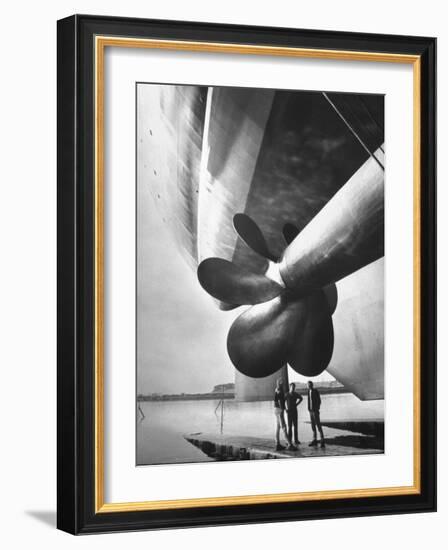 Twin Screw Propeller of New Cunard Liner 'Queen Elizabeth Ii'-Terence Spencer-Framed Photographic Print