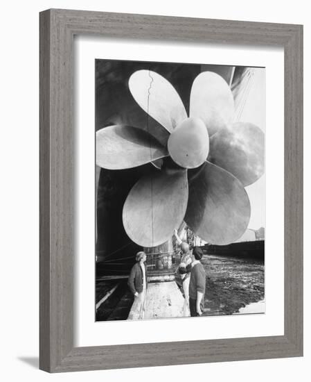 Twin Screw Propeller of New Cunard Liner 'Queen Elizabeth II'-Terence Spencer-Framed Photographic Print