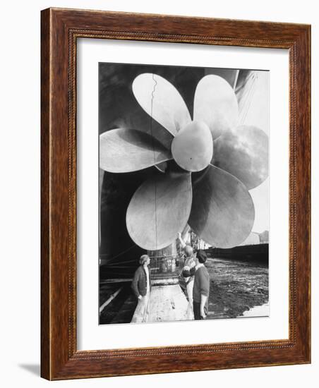 Twin Screw Propeller of New Cunard Liner 'Queen Elizabeth II'-Terence Spencer-Framed Photographic Print