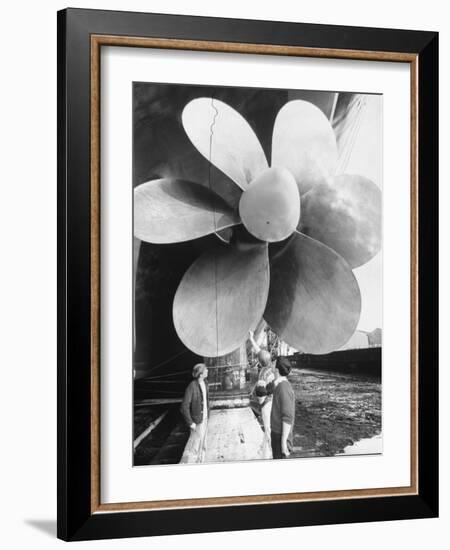 Twin Screw Propeller of New Cunard Liner 'Queen Elizabeth II'-Terence Spencer-Framed Photographic Print