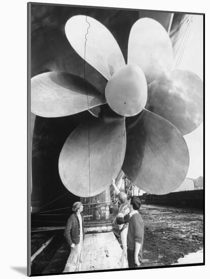 Twin Screw Propeller of New Cunard Liner 'Queen Elizabeth II'-Terence Spencer-Mounted Photographic Print