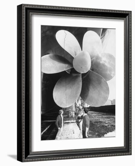 Twin Screw Propeller of New Cunard Liner 'Queen Elizabeth II'-Terence Spencer-Framed Photographic Print