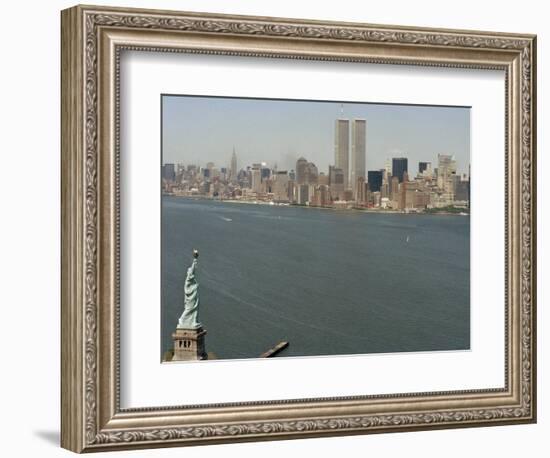 Twin Towers and Liberty 1990-Marty Lederhandler-Framed Photographic Print