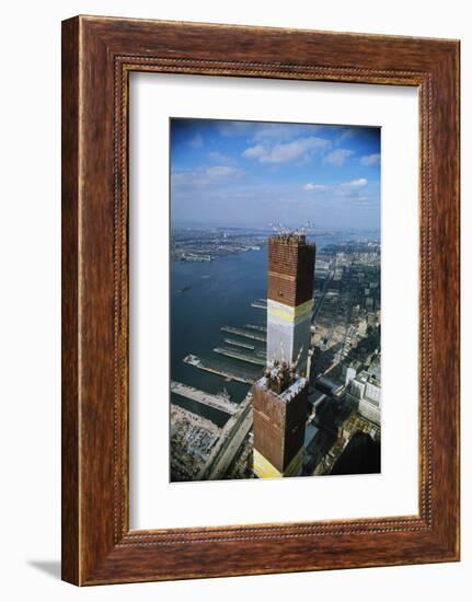 Twin Towers under Construction-null-Framed Photographic Print