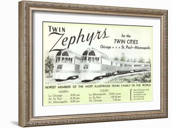 Twin Zephyrs, Trains in Midwest-null-Framed Art Print