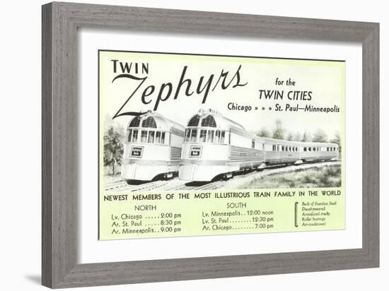 Twin Zephyrs, Trains in Midwest-null-Framed Art Print