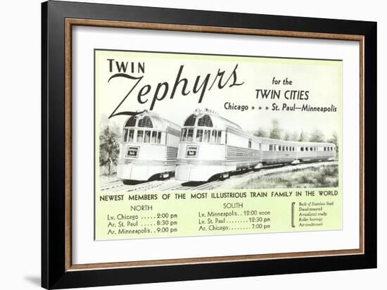 Twin Zephyrs, Trains in Midwest-null-Framed Art Print