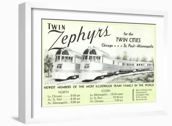 Twin Zephyrs, Trains in Midwest-null-Framed Art Print