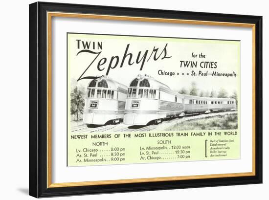 Twin Zephyrs, Trains in Midwest-null-Framed Art Print