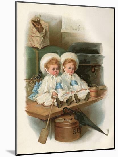 Twins and Luggage-null-Mounted Art Print
