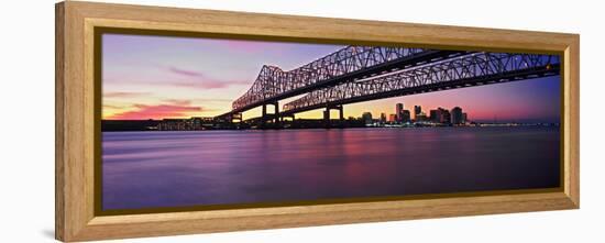 Twins Bridge over a River, Crescent City Connection Bridge, River Mississippi, New Orleans-null-Framed Premier Image Canvas