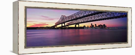 Twins Bridge over a River, Crescent City Connection Bridge, River Mississippi, New Orleans-null-Framed Premier Image Canvas