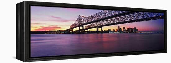 Twins Bridge over a River, Crescent City Connection Bridge, River Mississippi, New Orleans-null-Framed Premier Image Canvas