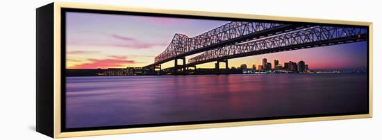 Twins Bridge over a River, Crescent City Connection Bridge, River Mississippi, New Orleans-null-Framed Premier Image Canvas
