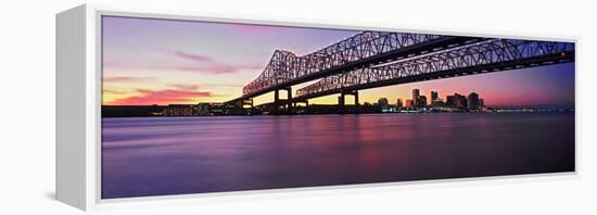 Twins Bridge over a River, Crescent City Connection Bridge, River Mississippi, New Orleans-null-Framed Premier Image Canvas