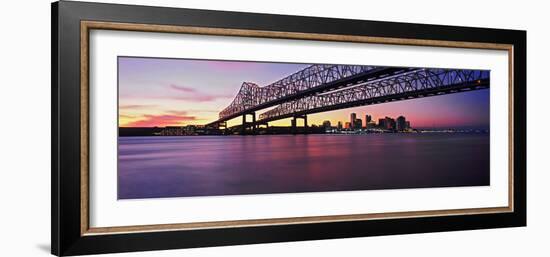 Twins Bridge over a River, Crescent City Connection Bridge, River Mississippi, New Orleans-null-Framed Photographic Print