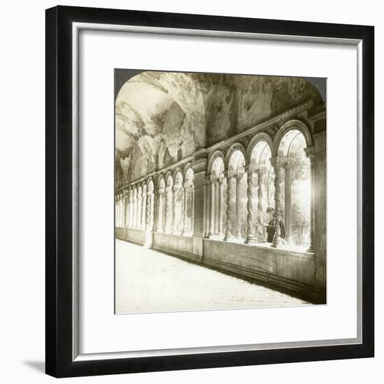 Twisted Columns in the Cloister, Basilica of St Paul Outside the Walls, Rome, Italy-Underwood & Underwood-Framed Photographic Print