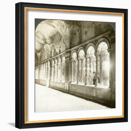 Twisted Columns in the Cloister, Basilica of St Paul Outside the Walls, Rome, Italy-Underwood & Underwood-Framed Photographic Print