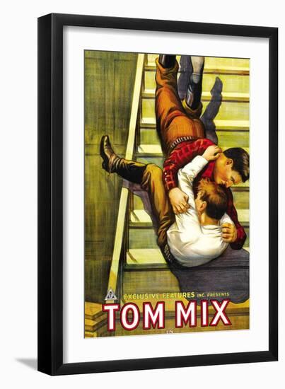 TWISTED TRAILS, Tom Mix on poster art, 1916-null-Framed Art Print