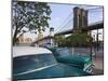 Two 1950's Cars Parked Near the Brooklyn Bridge at Fulton Ferry Landing, Brooklyn-Amanda Hall-Mounted Photographic Print
