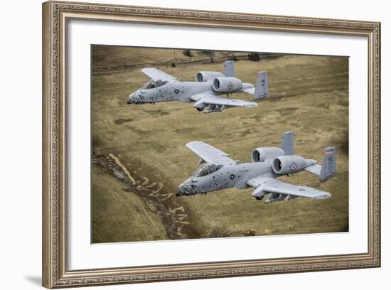 Two A-10 Thunderbolt Ii's Conduct a Training Mission over Arkansas-null-Framed Photographic Print