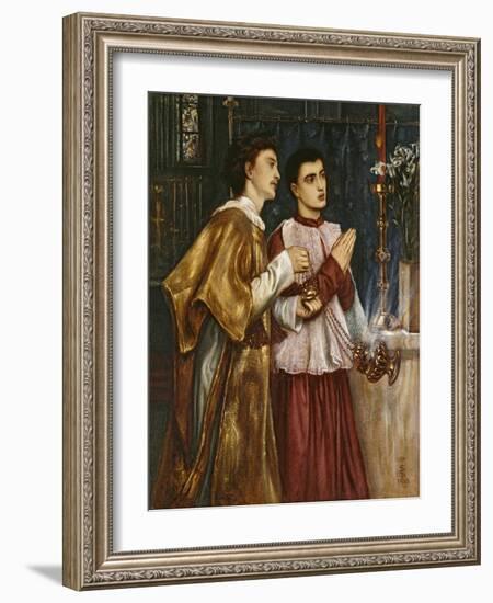 Two Acolytes Censing: Pentecost (Bodycolour on Paper Mounted on Canvas)-Simeon Solomon-Framed Giclee Print