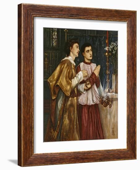 Two Acolytes Censing: Pentecost (Bodycolour on Paper Mounted on Canvas)-Simeon Solomon-Framed Giclee Print