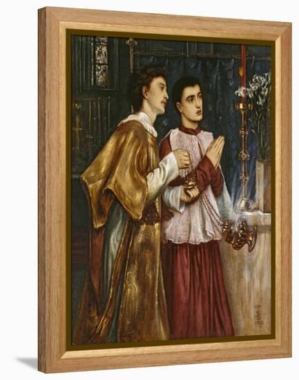 Two Acolytes Censing: Pentecost (Bodycolour on Paper Mounted on Canvas)-Simeon Solomon-Framed Premier Image Canvas