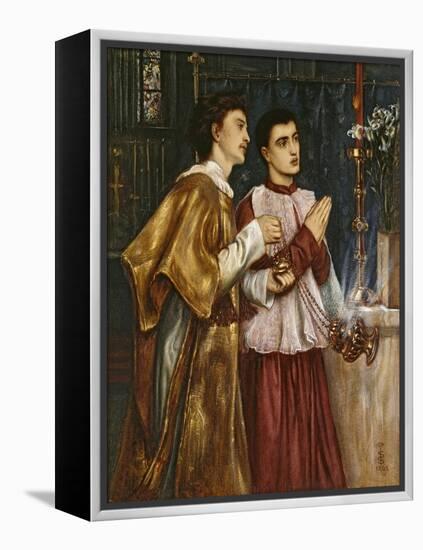 Two Acolytes Censing: Pentecost (Bodycolour on Paper Mounted on Canvas)-Simeon Solomon-Framed Premier Image Canvas