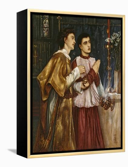 Two Acolytes Censing: Pentecost (Bodycolour on Paper Mounted on Canvas)-Simeon Solomon-Framed Premier Image Canvas