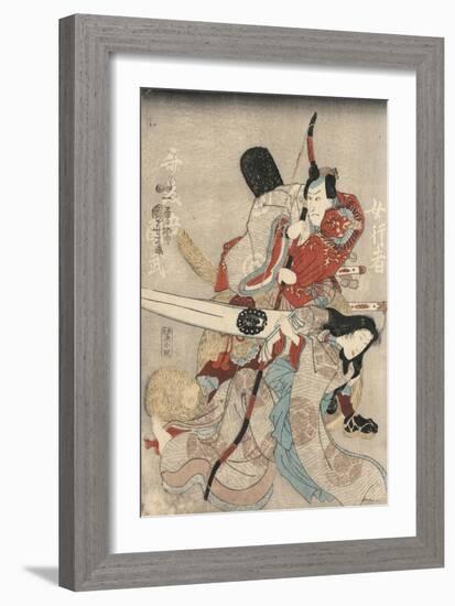 Two Actors in the Roles of Saitogo Kunitake and a Female Buddhist Devotee-null-Framed Giclee Print