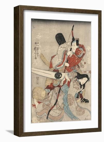 Two Actors in the Roles of Saitogo Kunitake and a Female Buddhist Devotee-null-Framed Giclee Print