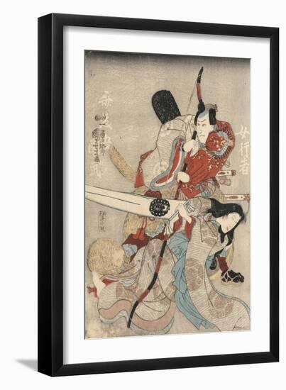 Two Actors in the Roles of Saitogo Kunitake and a Female Buddhist Devotee-null-Framed Giclee Print