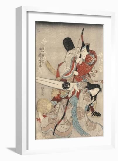 Two Actors in the Roles of Saitogo Kunitake and a Female Buddhist Devotee-null-Framed Giclee Print