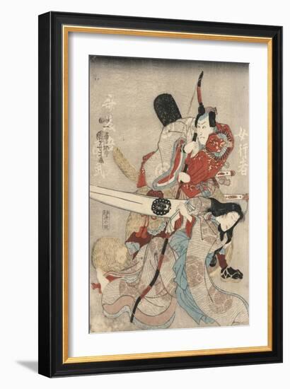 Two Actors in the Roles of Saitogo Kunitake and a Female Buddhist Devotee-null-Framed Giclee Print