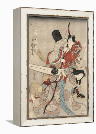 Two Actors in the Roles of Saitogo Kunitake and a Female Buddhist Devotee-null-Framed Premier Image Canvas