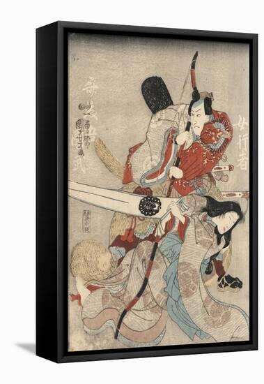 Two Actors in the Roles of Saitogo Kunitake and a Female Buddhist Devotee-null-Framed Premier Image Canvas