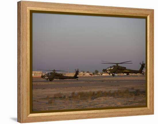 Two AH-64 Apache Helicopters Prepare for Takeoff-Stocktrek Images-Framed Premier Image Canvas