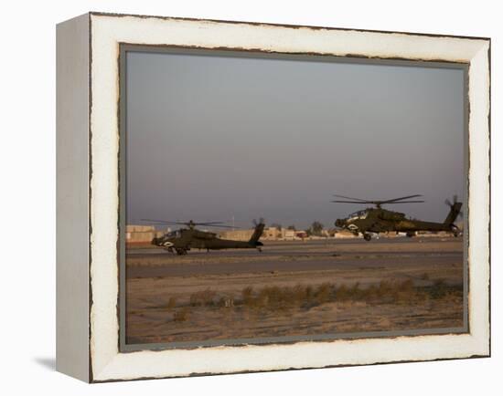 Two AH-64 Apache Helicopters Prepare for Takeoff-Stocktrek Images-Framed Premier Image Canvas
