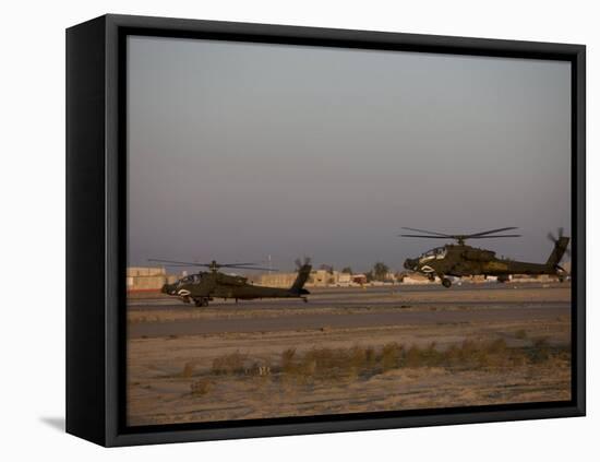 Two AH-64 Apache Helicopters Prepare for Takeoff-Stocktrek Images-Framed Premier Image Canvas