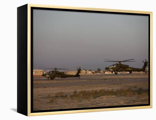 Two AH-64 Apache Helicopters Prepare for Takeoff-Stocktrek Images-Framed Premier Image Canvas