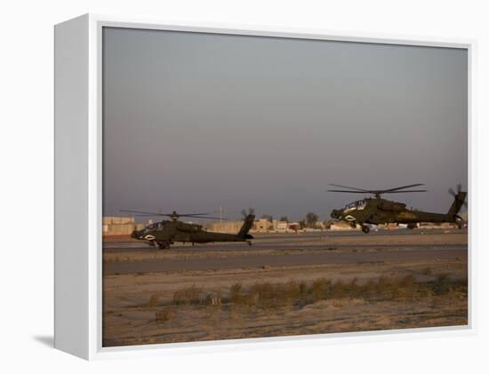 Two AH-64 Apache Helicopters Prepare for Takeoff-Stocktrek Images-Framed Premier Image Canvas