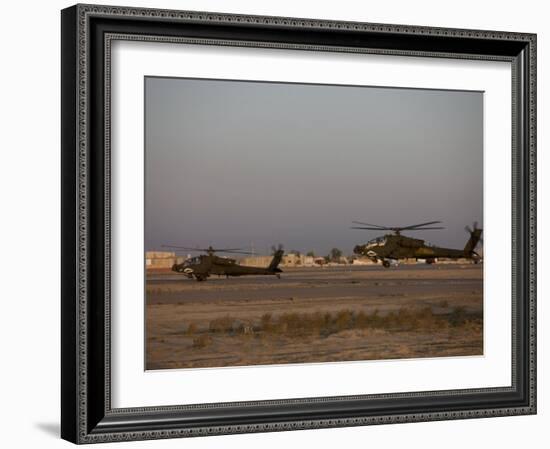 Two AH-64 Apache Helicopters Prepare for Takeoff-Stocktrek Images-Framed Photographic Print