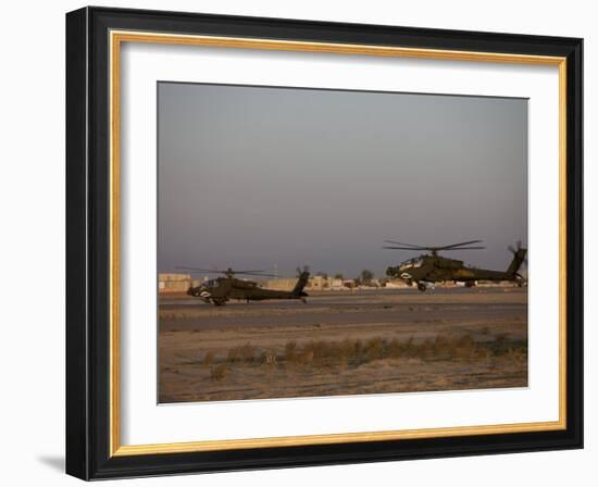 Two AH-64 Apache Helicopters Prepare for Takeoff-Stocktrek Images-Framed Photographic Print