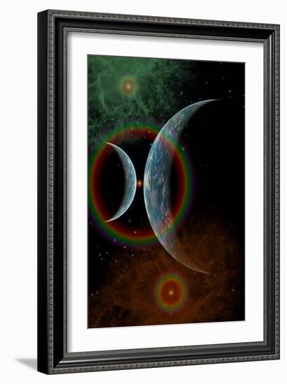 Two Alien Planets in a Distant Part of the Milky Way Galaxy-null-Framed Art Print