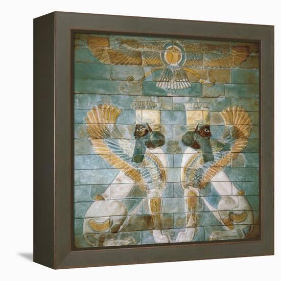 Two Androcephalic Sphynxes or Lions under the Great God Ahura Mazda-null-Framed Stretched Canvas