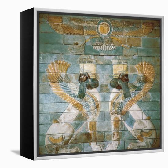 Two Androcephalic Sphynxes or Lions under the Great God Ahura Mazda-null-Framed Stretched Canvas