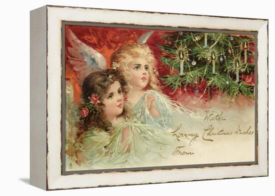 Two Angels Admire the Decorated Tree-null-Framed Stretched Canvas
