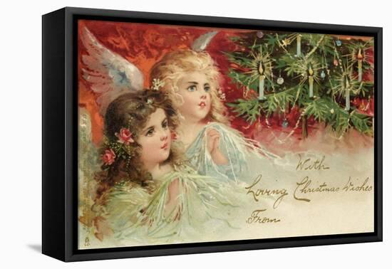 Two Angels Admire the Decorated Tree-null-Framed Stretched Canvas